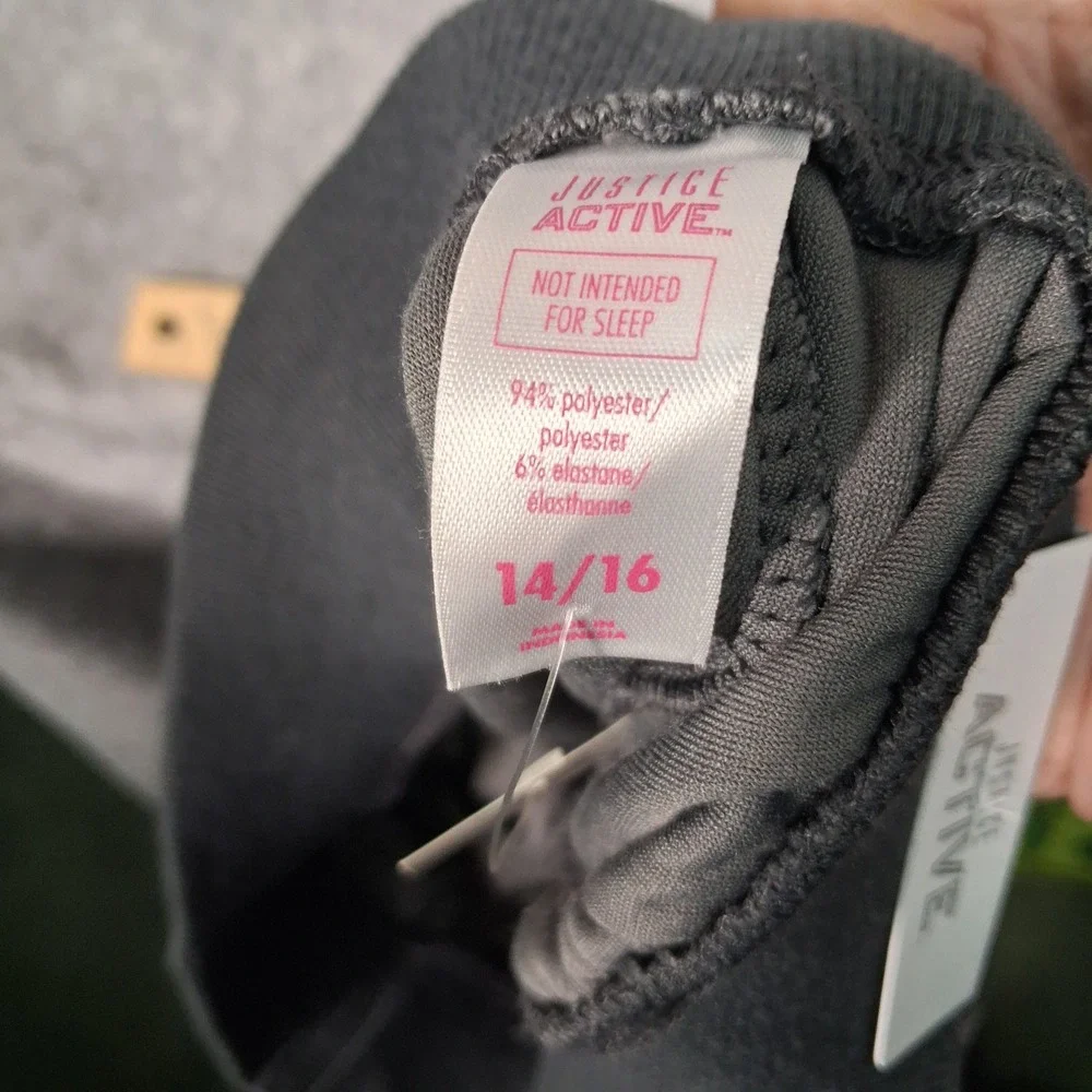 Justice Joggers Girls 14/16 Gray Velour Lace Up Activewear Rose Gold Logo 0455
